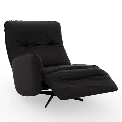 Loungesessel Lovere - Leder, Schwarz, Armlehne links