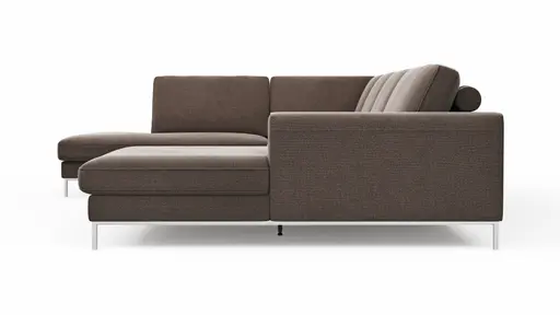 Wohnlandschaft Solano - Ecke Links, 2-Sitzer, Longchair Rechts, Stoff, Mocca-Braun