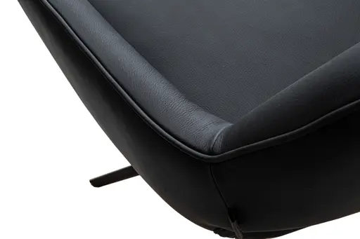 Armlehnstuhl MANOLJA - drehbar, Leder, Schwarz