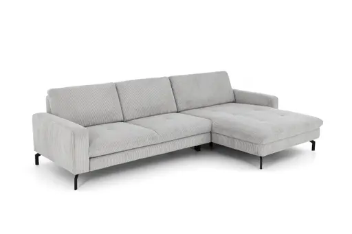Ecksofa - 3-Sitzer mit Longchair rechts, Stoff, Grau