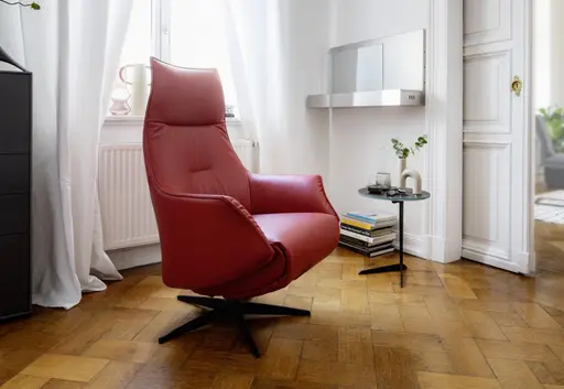 Relaxsessel Girona - Relaxfunktion (motorisch), Leder, Rot