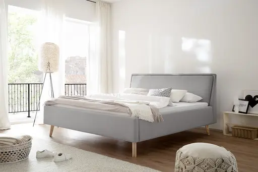 Polsterbett - Liegefläche ca. 180x200 cm, Stoff, Hellgrau