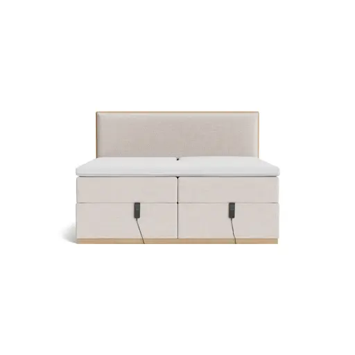 Boxspringbett Soria - Liegefläche ca. 180x200 cm, inkl. Motorbox, Stoff, Natur