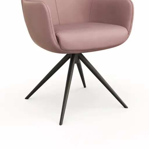 Armlehnstuhl Mis - Leder, Mauve, Gestell, Schwarz