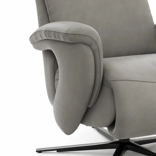 Sessel Tulsa Relax - Größe L, inkl. Kopf-/Fußteil/Rückenlehne verstellbar, Leder, Graubeige