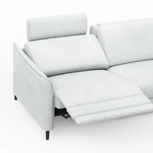 Sofa Mendoza - 2,5-Sitzer, Relaxfunktion (motorisch), Armlehne verstellbar, Leder, Eisblau