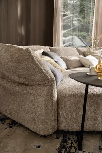 Trapezsofa Motone - Ecke links mit 2-Sitzer, Stoff, Beige