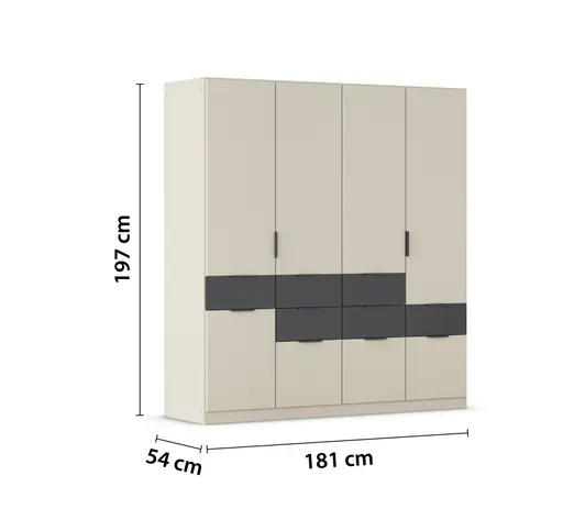 Drehtürenschrank RAAS- B ca. 181 cm, Champagner, Dunkelgrau