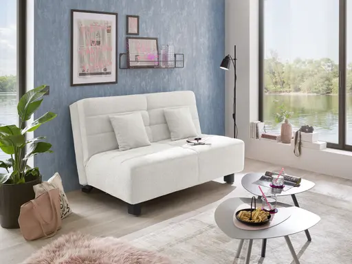  Faltsofa Easy - 2-Sitzer ohne Armlehne, ca. 140 cm inkl. Schlaffunktion, Stoff, Creme