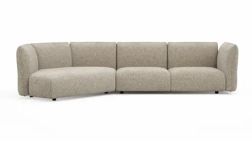 Trapezsofa Motone - Ecke links mit 2-Sitzer, Stoff, Beige