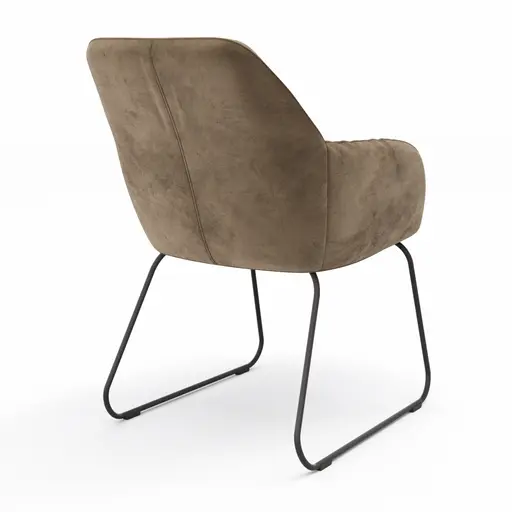 Armlehnstuhl Noli - Stoff, Sand, Kufe