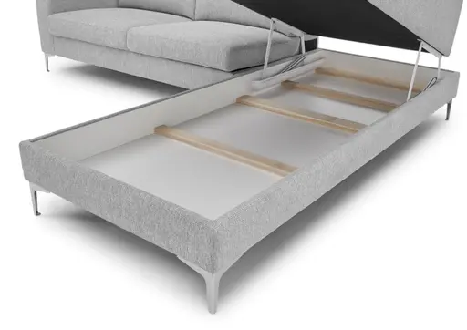 Ecksofa CALM 2.0 - 2,5-Sitzer mit Ecke rechts, Schlaffunktion mit Bettkasten, Stoff, Grau