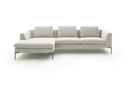 Ecksofa Lenni Style - Longchair links mit 2,5.Sitzer, Stoff, Hellgrau, luftige Kissen