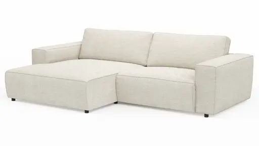 Ecksofa Lilaia - Chaise Longue XL mit 1,5-Sitzer XL rechts, Stoff, Creme