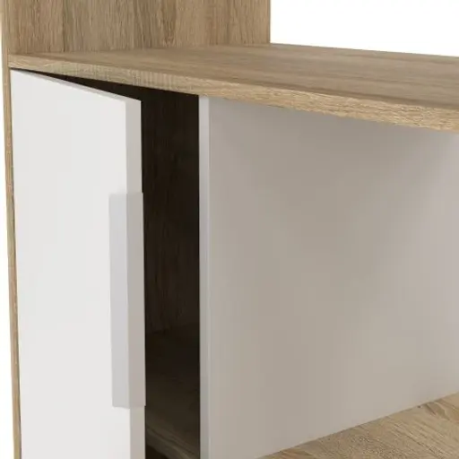 Schreibtisch - LB ca. 163x60 cm, Eiche Struktur Nachbildung, Weiß