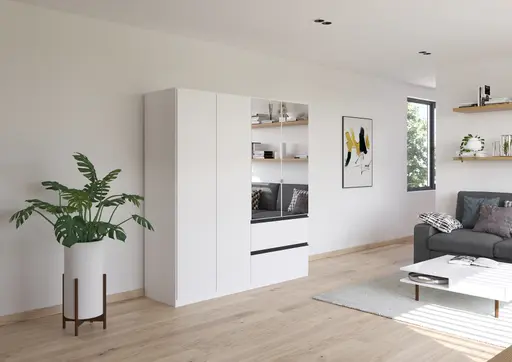 Drehtürenschrank RASA- B ca. 181 cm, Weiß, Spiegel