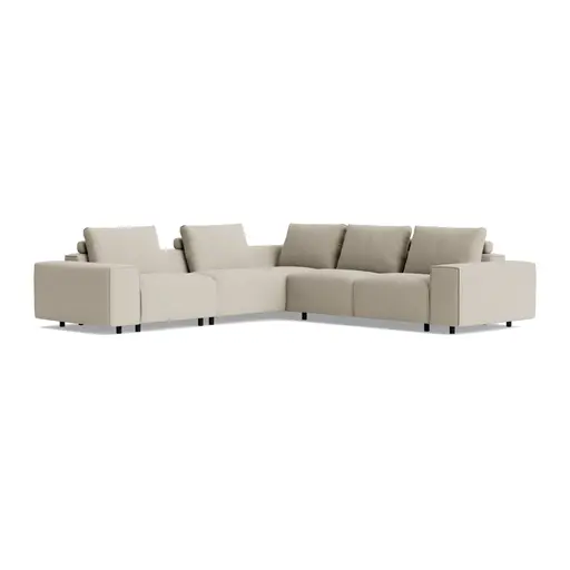 Ecksofa Sorano - Ecke links, 2-Sitzer, Stoff, Graubeige