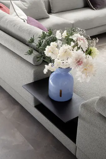 Ecksofa Cuneo - Longchair links, 2,5-Sitzer, Ecke rechts, Stoff, Hellgrau