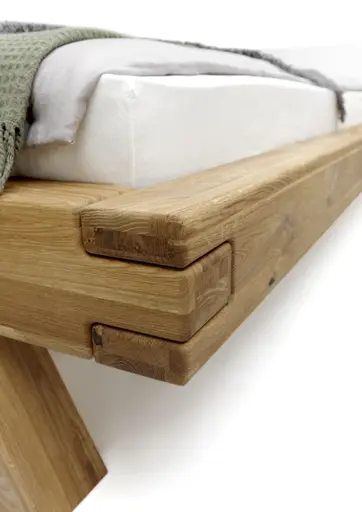 Bettgestell- Legefläche ca. 140x200 cm, Eiche, Massiv, Geölt