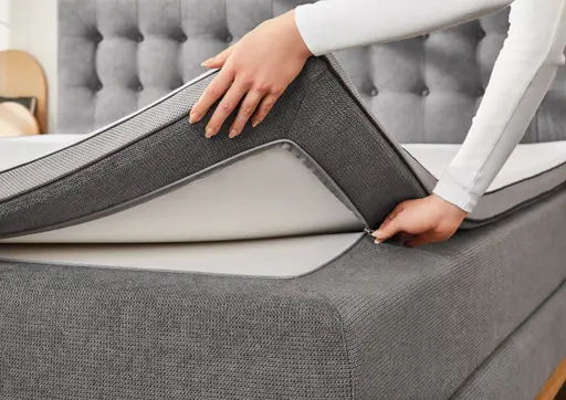 Boxspringbett- Liegefläche ca. 180x200 cm, Stoff, Hellgrau