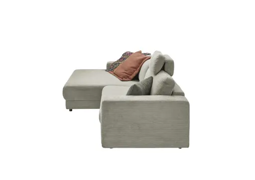 Ecksofa - Longchair links mit 1,5-Sitzer, Stoff, Steingrau