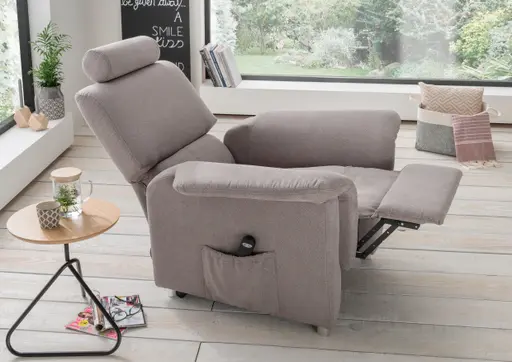 TV-Sessel - Aufstehhilfe (motorisch), Dunkelgrau, Microfaser