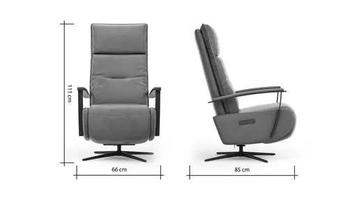 TV-Sessel Lima - Größe M, Relaxfunktion motorisch, Leder, Eisblau