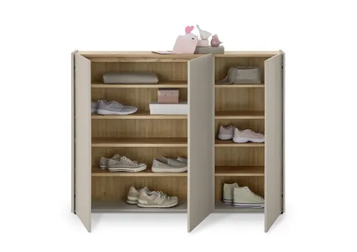 Schuhschrank GASIRA - B ca. 138 cm, Kaschmir, Navarra Eiche Nachbildung