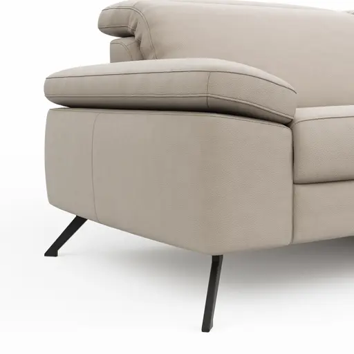Sofa Rafaela 2.0 - 2,5-Sitzer inkl. 1x Relaxfunktion und Kopfteile verstellbar, Leder, Champagner