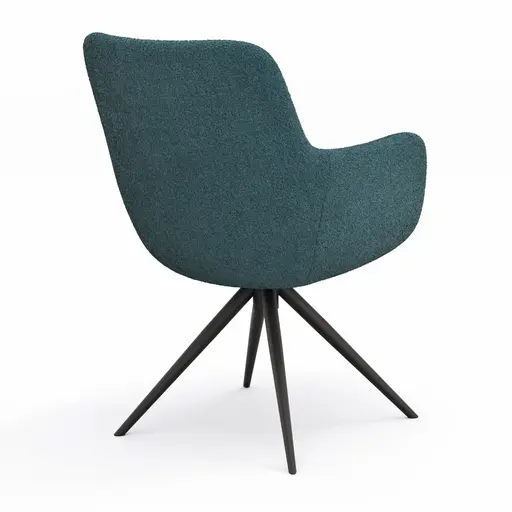 Armlehnstuhl Mis Legere - Boucle, Blau, Stativ, Anthrazit