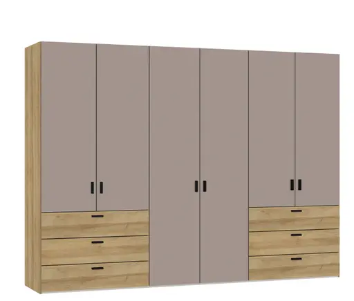 Drehtürenschrank JOIN IT- B ca. 303 cm, Eiche Dekor, Nougat