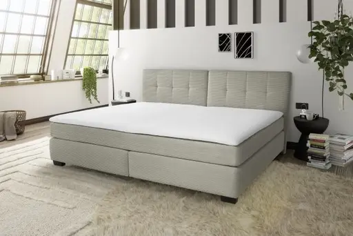 Boxspringbett JILA- Ligefläche ca. 240x200 cm, Stoff, Taupe
