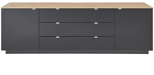 TV-Sideboard - Schwarz, Eiche Dekor