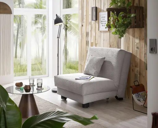  Faltsessel Easy Optik A - ohne Armlehnen inkl. Schlaffunktion, Cord, Hellgrau