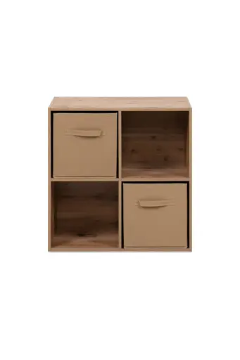 Regal - inkl. Stoffboxen, B ca. 60 cm, Artisan Eiche Nachbildung, Beige