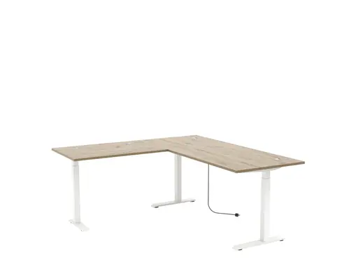 Winkelschreibtisch - höhenverstellbar, LB ca. 185x177 cm, Artisan Eiche Nachbildung, Weiß