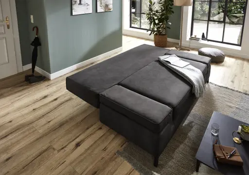 Schlafsofa- 2 Sitzer, Inkl. Bettkasten, Stoff, Anthrazit
