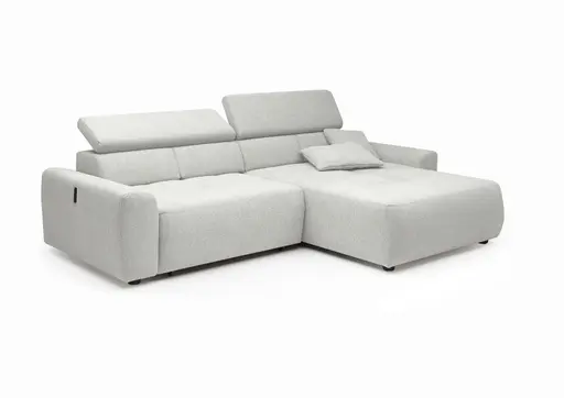Ecksofa JYTTE - Sofa 2-sitzig mit Longchair rechts, Stoff, Hellgrau