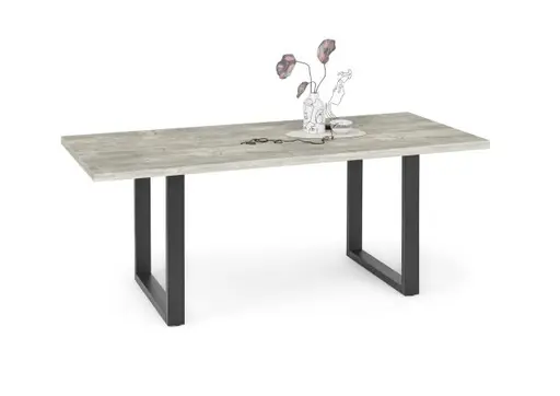 Esstisch - LB ca. 180x90 cm, Betonoptik, Schwarz