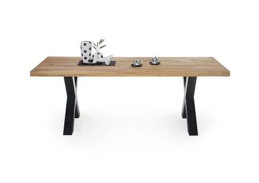 Esstisch - LB ca. 220x100 cm, Wildeiche massiv geölt, Schwarz