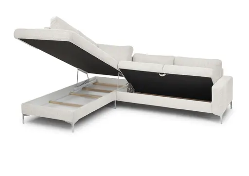 Ecksofa CALM 2.0 - Ecke links mit 2,5-Sitzer, Schlaffunktion mit Bettkasten, Stoff, Natur