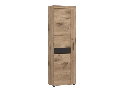 Garderobenschrank- B ca. 58 cm, Eiche Dekor, Dunkelgrau
