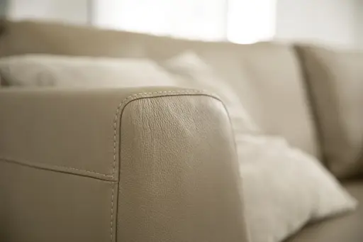 Sofa Helmi - 3-Sitzer, Leder, Cappuccino, Metallkufe