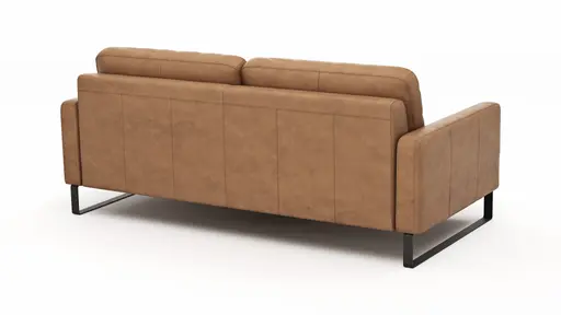 Sofa Enna - 3,5-Sitzer, Armlehne A, Leder, Cognac, Kufe, Schwarz