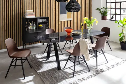 Esstisch Jari - LB ca. 220x95 cm, Keramik, Schwarz