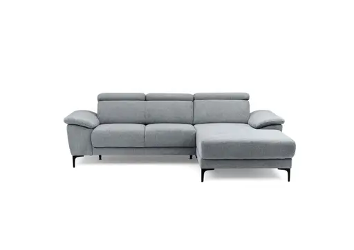 Ecksofa EZRA - 2-Sitzer, Ecke rechts inkl. Kopfteilverstellungen, Stoff, Dunkelgrau