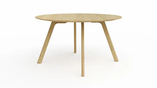 Esstisch Phoenix - LBH ca. 140x140x75 cm, Eiche massiv, Bianco geölt, rund