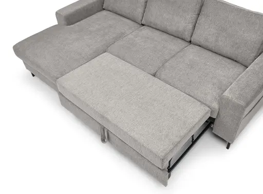 Ecksofa - Longchair links mit 2-Sitzer, Stoff, Silbergrau