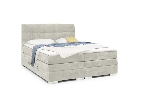 Boxspringbett SANDRIN I- Liegefläche ca. 180x200 cm, Stoff, Creme, inkl. Stauraum