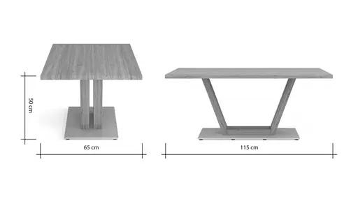 Couchtisch Faro Plus - LBH ca. 65x115x50 cm, Wildeiche massiv, Holzfarben Bianco